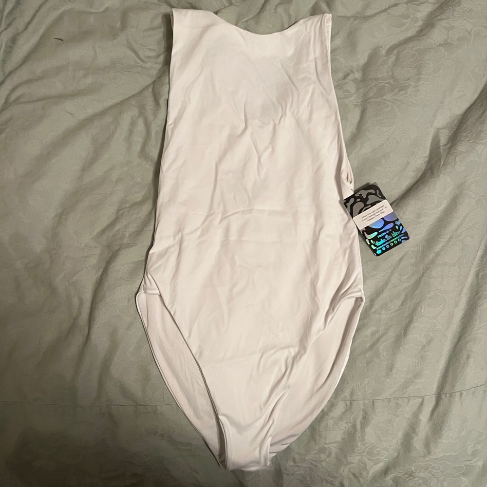NWT - Freedom Rave Wear White full coverage side boob bodysuit